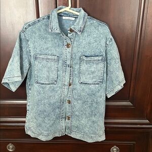 Women’s Oversized  Denim Short Sleeve Shirt